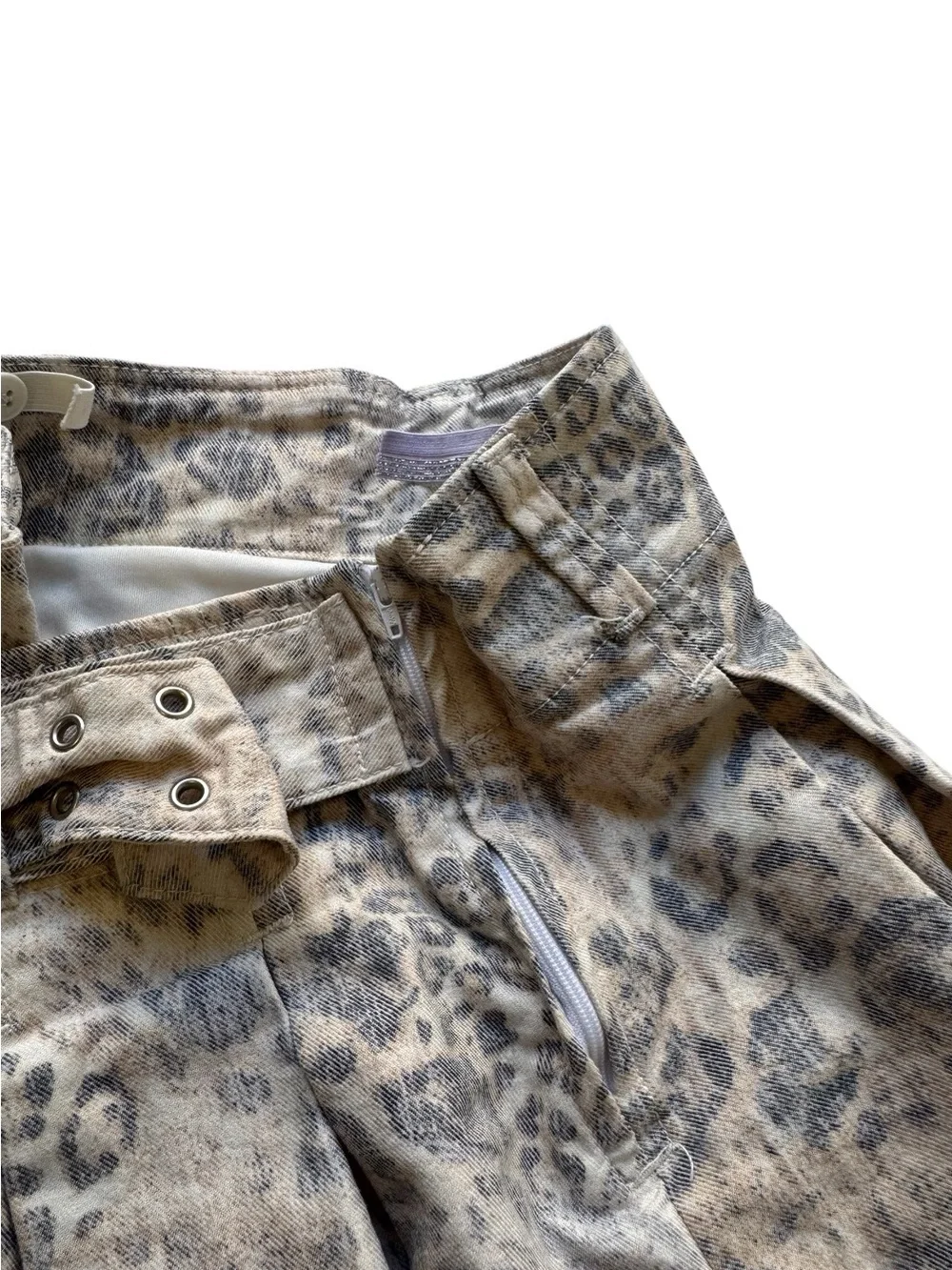 Windsor Leopard-Print Pleated Mini Skirt with Gold-Tone Buckle